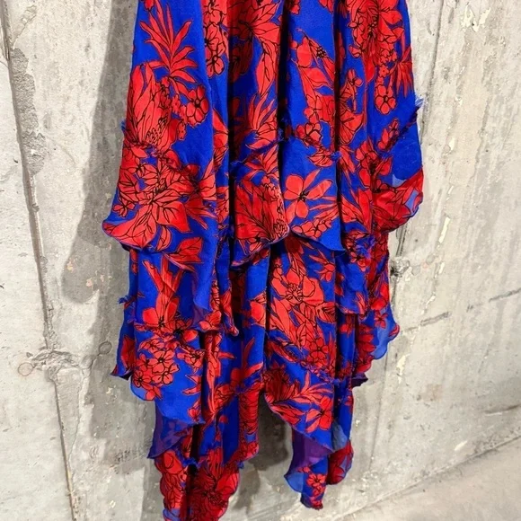 Alice + Olivia Floral Ilia Tiered Fit Flare Ruffle Maxi Dress Wedding *READ* - Picture 8 of 11